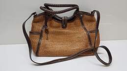 Fossil Leather & Woven Straw Crossbody Bag
