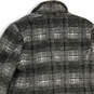 Womens Gray Plaid Notch Lapel Long Sleeve Flap Pocket Overcoat Size L image number 4