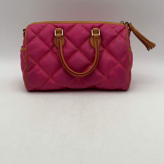 Dooney & Bourke Womens Pink Quilted Double Handle Inner Pocket Handbag Purse image number 2