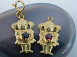 One Pair 14K Yellow Gold Ruby and Sapphire Charms 1.9g alternative image