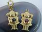 One Pair 14K Yellow Gold Ruby and Sapphire Charms 1.9g image number 2