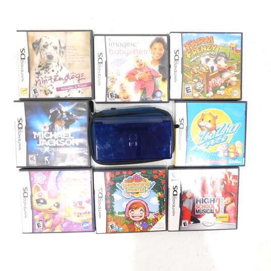 Navy Blue Nintendo DS Lite - China Model USG-001 W/ 8 Games - Nintendogs - Gardening Mama image number 1