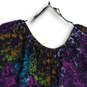 Womens Navy Blue Abstract Printed Bat Sleeve Cropped Blouse Top Size Large image number 3