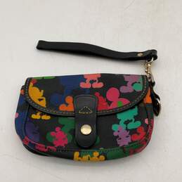 Dooney And Bourke Womens Multicolor Leather Mickey Mouse Coin Wristlet Wallet