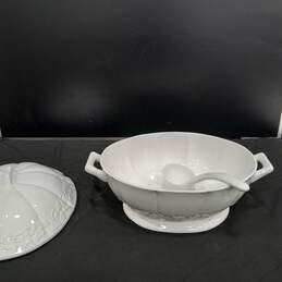 Italian Made White Ceramic Punch Bowl alternative image
