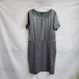 DKNY Pale Gray Silk Short Sleeved Dress WM Size 14 NWT
