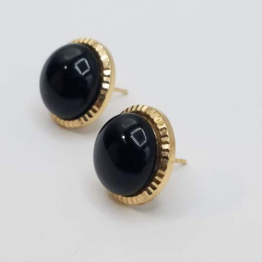 14K Gold Onyx Post Earrings 2.8g image number 1