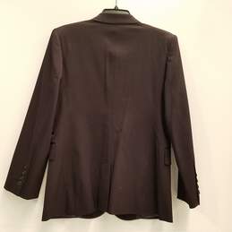 Womens Brown Long Sleeve Collared Flat Front Two Pieces Pant Suit Size 46 alternative image