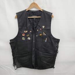 Leather Gallery MN's Black Leather Vest w Decal Pins Size 46-T alternative image