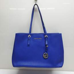 Michael Kors Royal Blue Large Jet Set Tote in Saffiano Leather