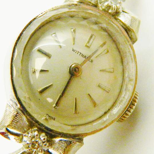 Vintage Wittnauer 14K White Gold Diamond Accent Ladies Watch 17.3g image number 2