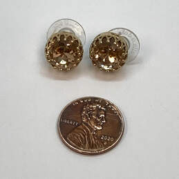 Designer Stella & Dot Gold-Tone Brown Crystal Cut Stone Stud Earrings alternative image