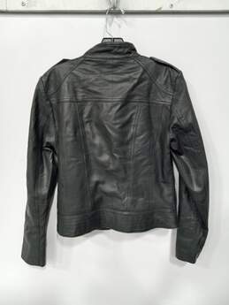 Andrew Marc Black Leather Motorcycle Jacket Women's Size M alternative image