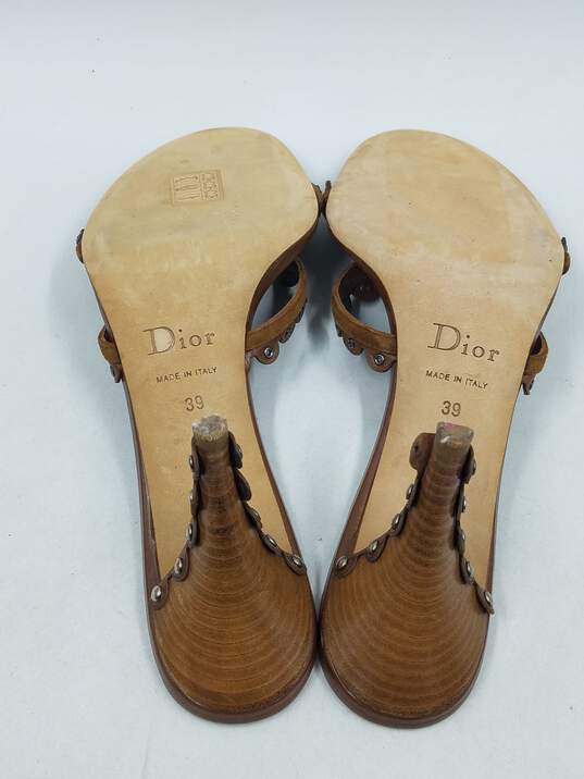 Authentic DIOR Brown Grommet Sandal W 9 image number 5