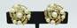Vintage Patent Pending Crown Trifari Faux Pearl Gold Tone Clip On Earrings 9.5g image number 2