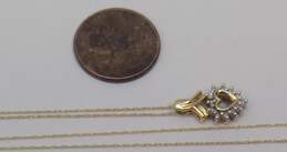 Elegant 10K Yellow Gold Diamond Accent Open Heart Pendant Necklace 1.4g alternative image