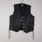 Mens Leather V-Neck Sleeveless Button Front Motorcycle Vest Size Medium image number 1