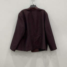 Womens Purple Long Sleeve Front Pockets Leather Trim Blazer Jacket Size 24 alternative image