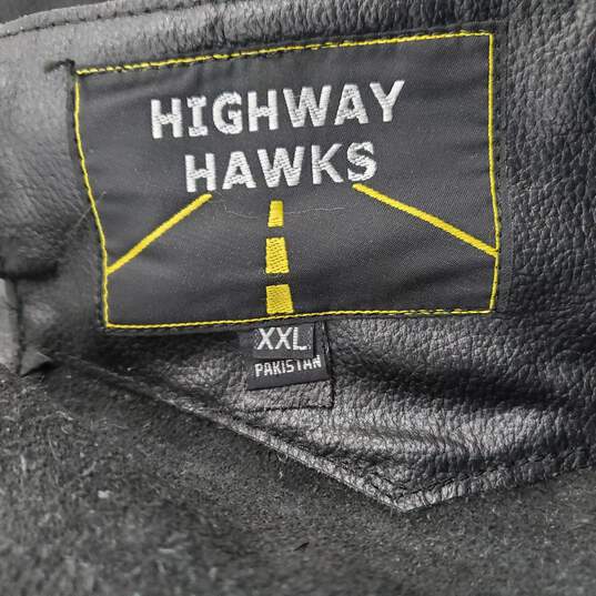 Highway Hawks Men's Black Leather Biker Chaps Size XXL image number 3
