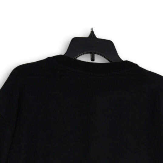Womens Black Henley Neck Long Sleeve Pullover Sweatshirt Size Medium image number 4