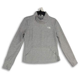 Womens Gray Heather Mock Neck Long Sleeve Pullover Sweatshirt Size Medium