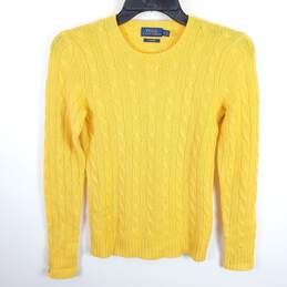 Polo Ralph Lauren Women Yellow Cable Knit Sweater XS