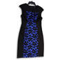 Womens Blue Black Sleeveless Back Zip Knee Length Sheath Dress Size 6 image number 1