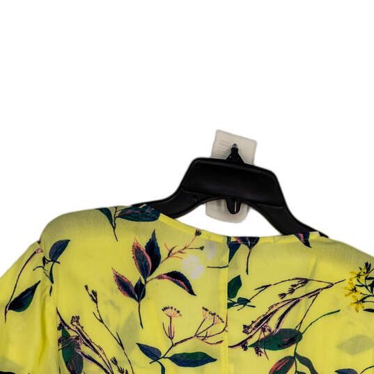 NWT Womens Yellow Floral V-Neck Short Sleeve Fit & Flare Dress Size 12 image number 4