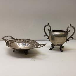 Vintage Silver Plated Sugar Bowl and Footed  Candy Dish