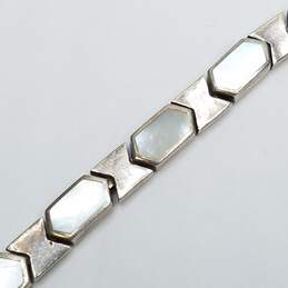 Fas Sterling Silver MOP Hexagon Link 8" Bracelet 17.6g alternative image