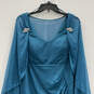 NWT Womens Blue Glitter Ruched Kimono Sleeve V-Neck Maxi Dress Size 8 image number 3
