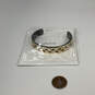 Designer Stella & Dot Gold-Tone Black Leather Addison Classic Cuff Bracelet image number 2