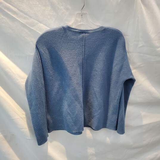 Eileen Fisher Blue Merino Wool Pullover Crop Sweater Women's Size XS image number 2