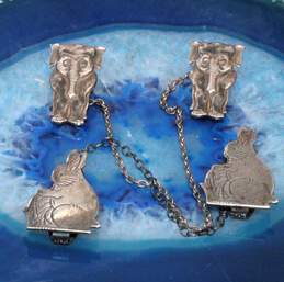 Bundle Of 2 Sterling Silver Elephant And Bunny Collar Clips