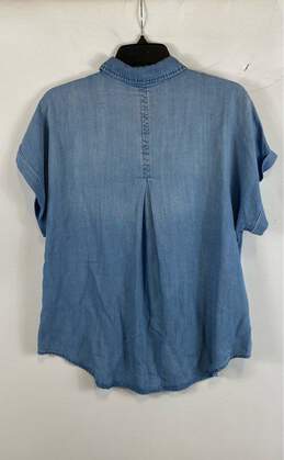 NWT Cloth & Stone Womens Blue Denim Collared Short Sleeve Button-Up Shirt Size M alternative image