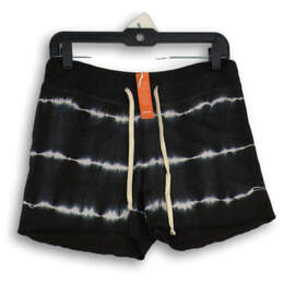 NWT Womens Black White Tie Dye Elastic Waist Pull-On Sweat Shorts Size 1