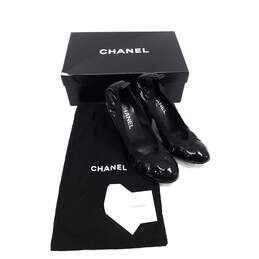 Chanel Women’s Escarpins Black Scrunch Pumps Size 37.5 with Pouch, Box & COA
