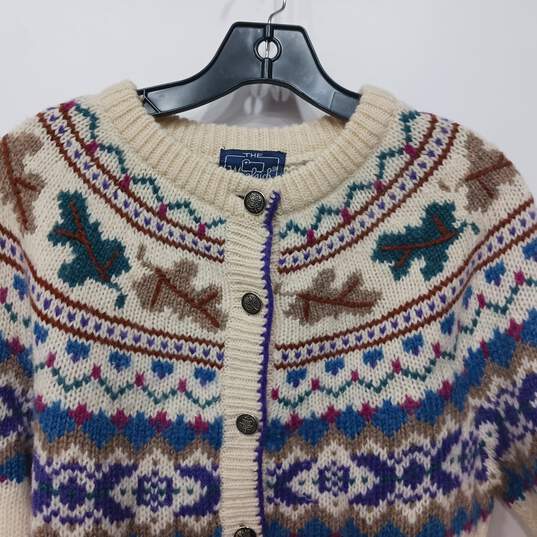 Woolrich Women's #9660 Cream Multicolor Fair Isle 100% Wool Cardigan Size M image number 3