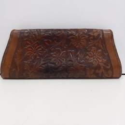 Unbranded Large Brown Floral Leather Clutch Purse alternative image