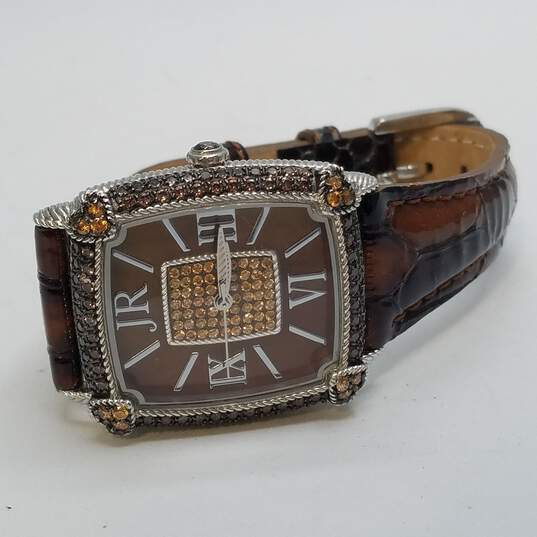 Judith Ripka 31mm Case Brown Stone Bezel and Dial Unisex Designer Quartz Watch image number 6
