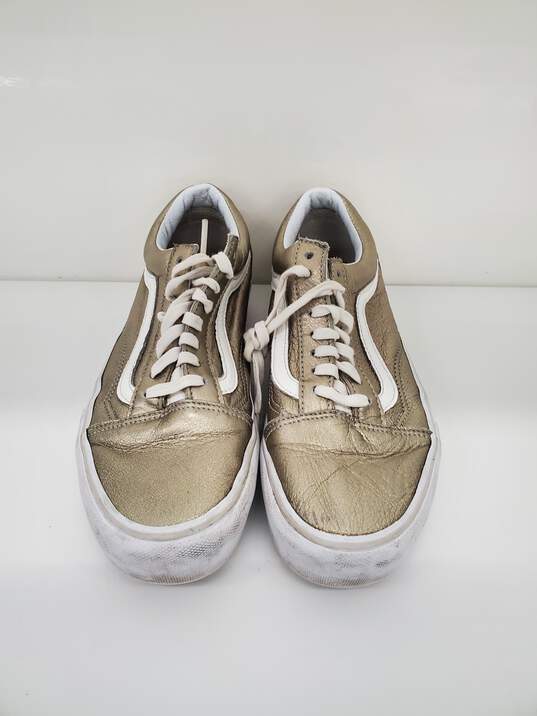 Vans Gold Leather Dress Shoes M Sz-7 W Sz-8.5 Used image number 1