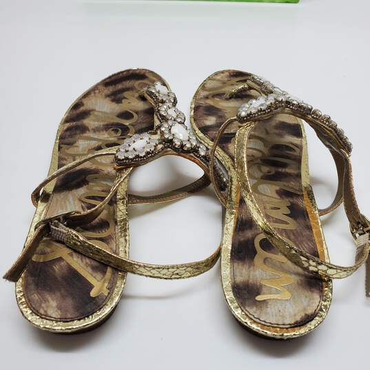 Sam Edelman Women's Jeweled Flat Sandals Gold Size 9M image number 3