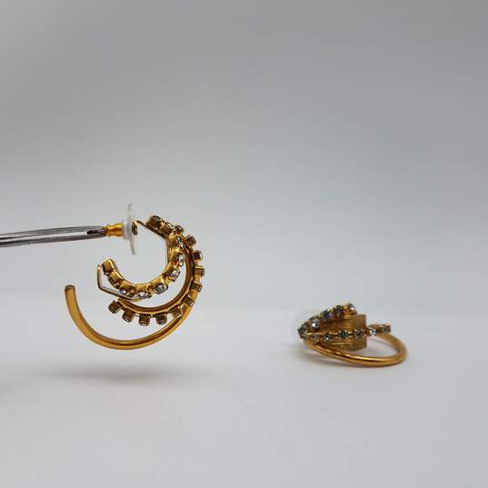 Elizabeth Cole Gold Tone Austrian Crystal Post Hoop Earrings 13.8g image number 3