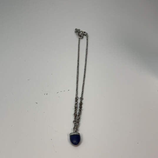 Designer Lucky Brand Silver-Tone Chain Lobster Clasp Blue Pendant Necklace image number 3