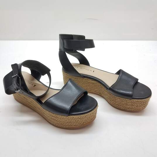Via Spiga Women's Black Leather Nemy Platform Sandals Size 6 image number 1