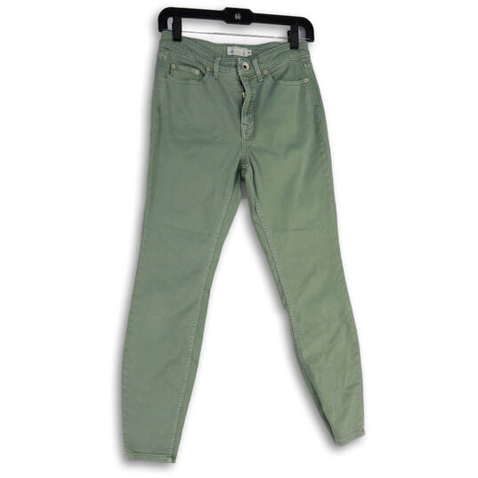 Buy the Womens Green Denim Medium Wash Pockets Stretch Skinny Leg Jeans  Size 26