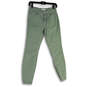 Womens Green Denim Medium Wash Pockets Stretch Skinny Leg Jeans Size 26 image number 1