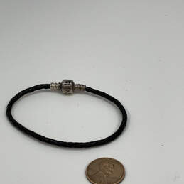 Designer Pandora 925 ALE Sterling Silver Black Leather Rope Charm Bracelet alternative image