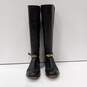 Michael Kors Women's Black Leather With Gold Tone Hardware Tall Riding Boots Size 7.5 image number 1