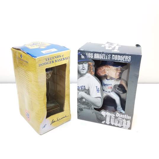 Los Angeles Dodgers MLB Don Newcombe and Dustin Mayday Bobblehead collection image number 1